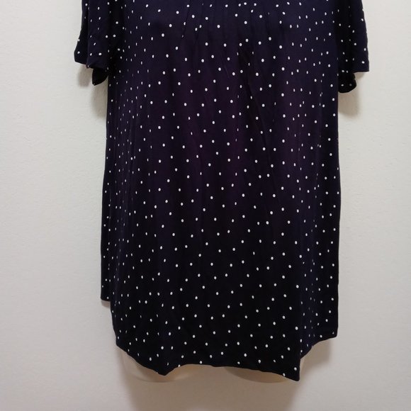 NWT LOFT Polk Dot SS Navy Blouse Soft Rayon - Picture 2 of 9